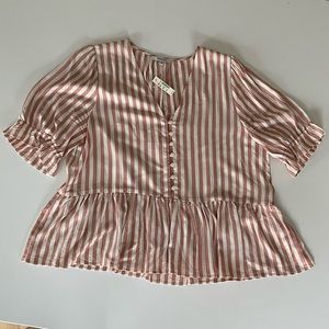 Madewell Red Striped Peplum Top